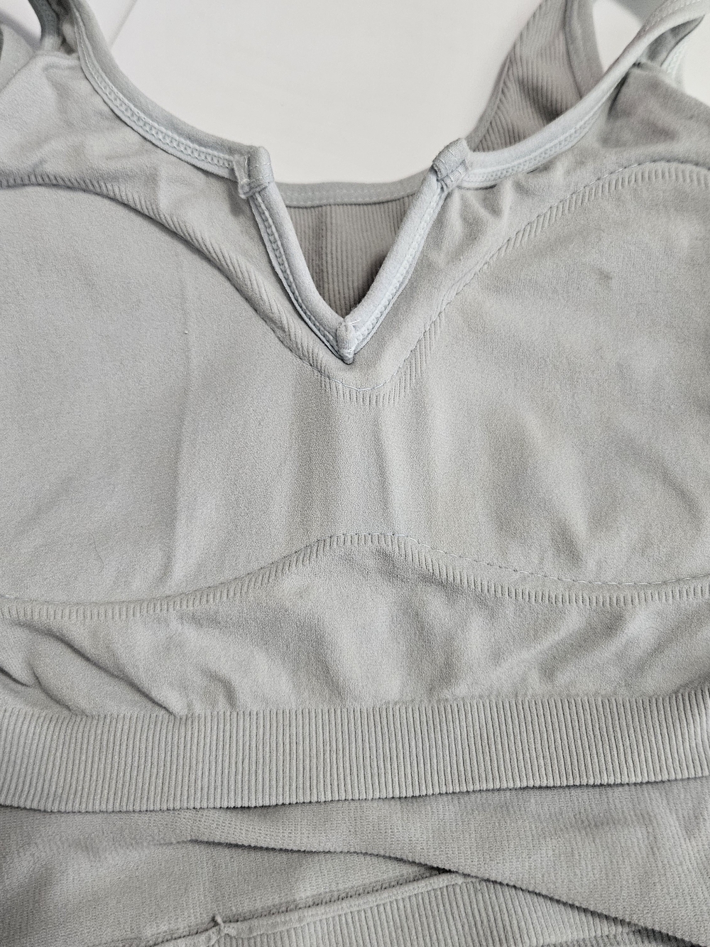 Light Blue Ribbed V-Neck Crop Tank - Picture 6 of 7